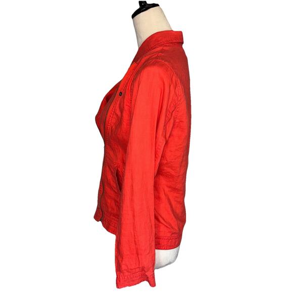 Cynthia Rowley Linen Jacket Womens Small Coral Asymmetrical Zipper Moto Style - Picture 6 of 8